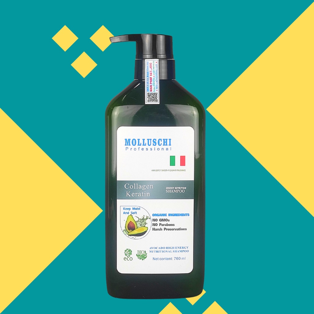 Dầu Gội Đầu Molluschi Phục Hồi Dưỡng Ẩm Xả Siêu Mượt Lưu Hương 760ml MPQO