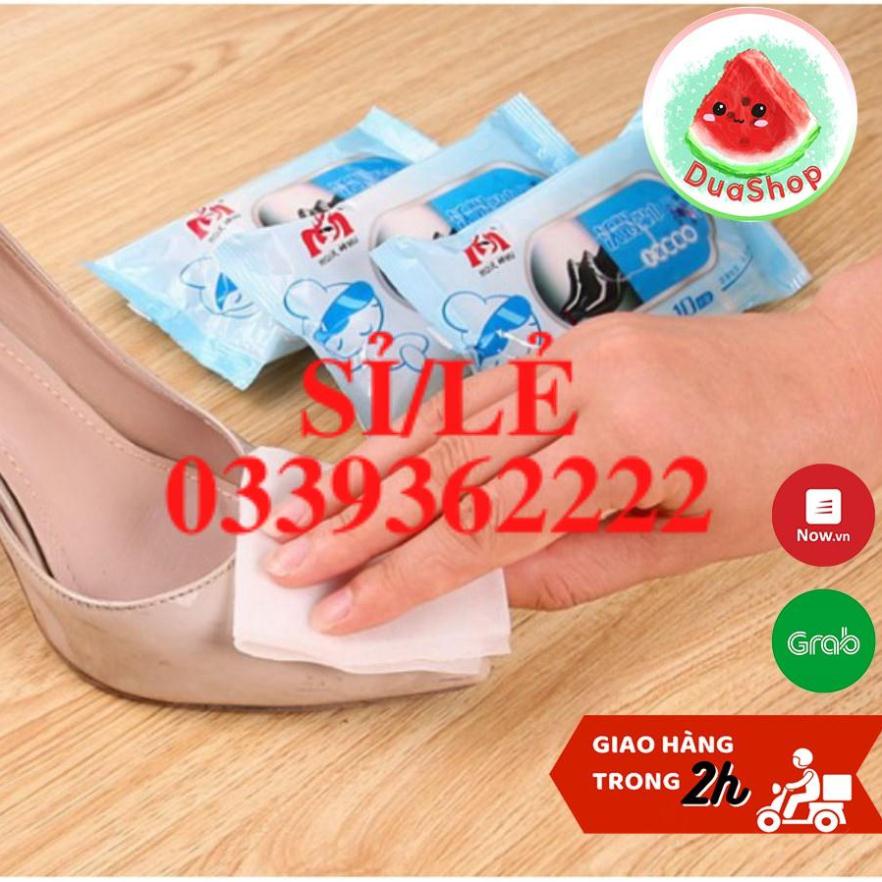 [ HAIANHSHOP ] [Gói 10 Chiếc] Khăn Ướt Lau Giày Tiện Lợi - Giấy Lau Giày Đa Năng Duashop &gt;