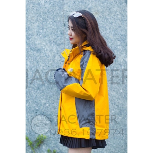 Áo gió cao cấp TNF The North Face 2 lớp hàng Việt Nam xuất khẩu xịn nam nữ chống thấm nước màu vàng nghệ