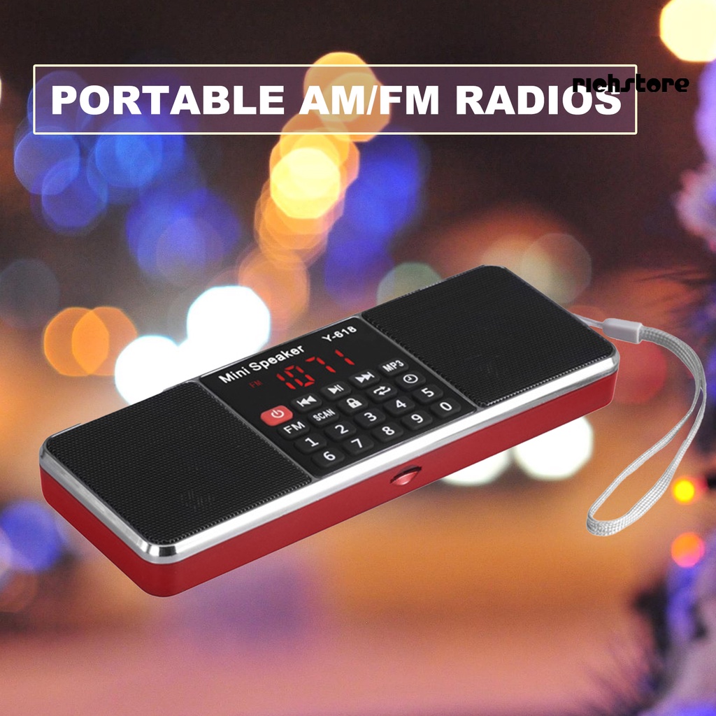 Đài Radio Fm Y-618 Hỗ Trợ Thẻ Nhớ Tf 2 Inch Mini Cho Gia Đình