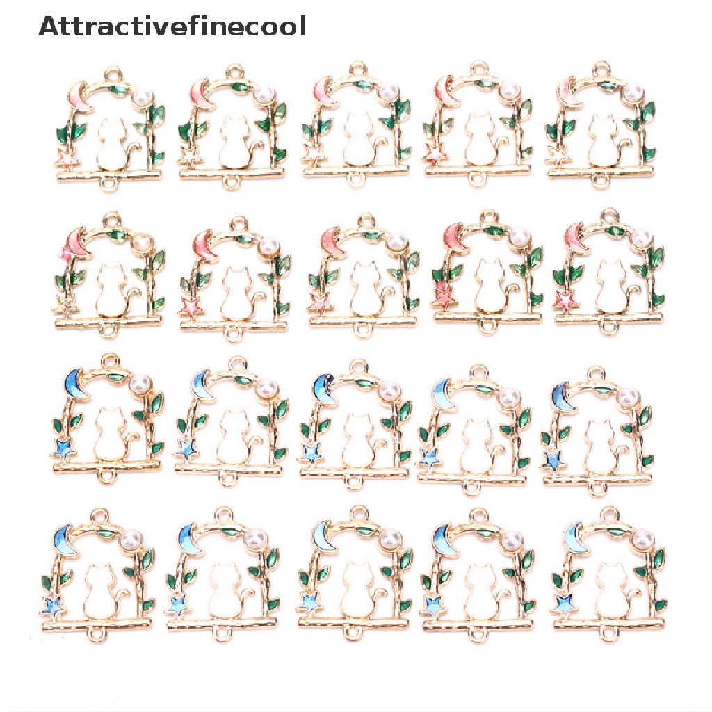 Set 10 mặt dây chuyền hình mèo và ngôi sao bằng hợp kim tráng men diy