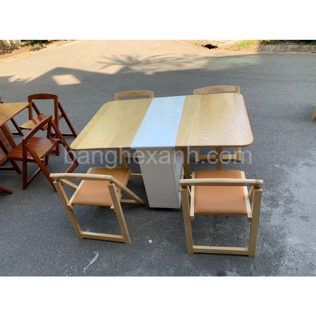 Bàn ăn thông minh gỗ sồi tự nhiên - Bộ 4 Ghế Nan
