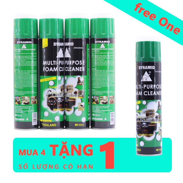 [MUA 4 TẶNG 1] Combo 4 Chai Xịt Bọt Vệ Sinh Ghế Da Ô Tô (Màu Xanh)