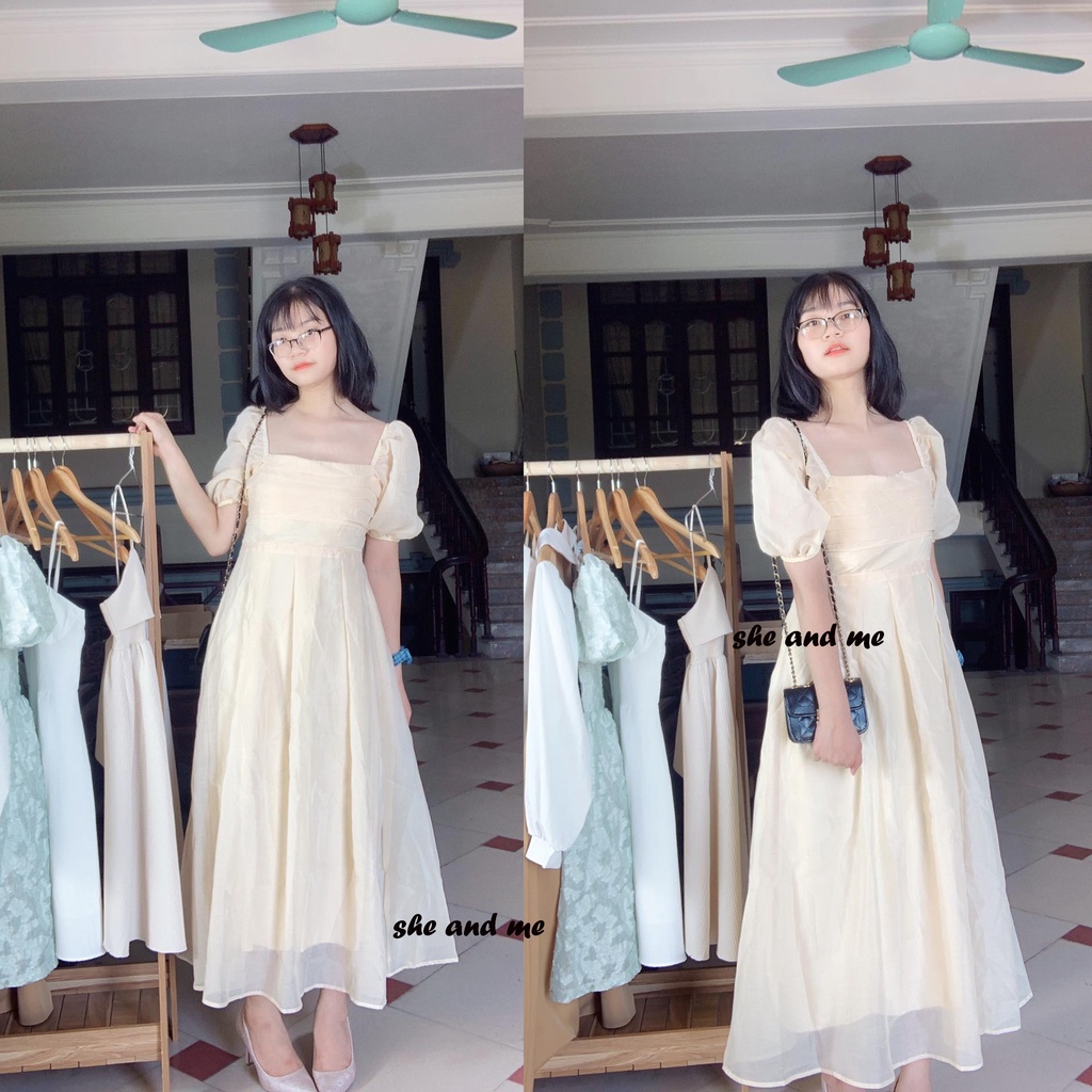 (Ảnh thật/Video) Lily Dress_Đầm Nữ Váy Nữ Voan Tơ Bo Nhún Ngực Tay Bồng Hàng Quảng Châu Siêu Đẹp (ảnh thật ở cuối) | WebRaoVat - webraovat.net.vn