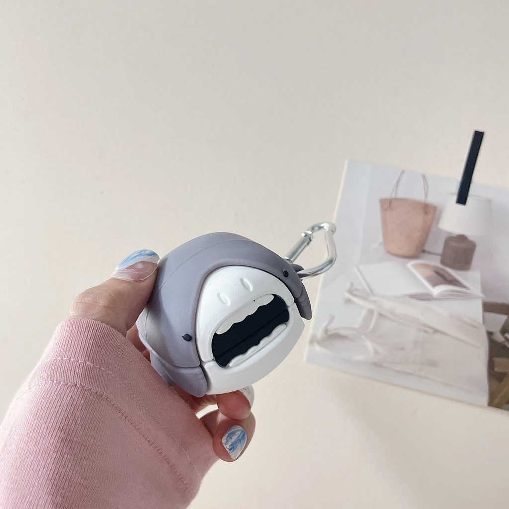 Vỏ Bảo Vệ Hộp Sạc Tai Nghe Không Dây bluetooth baseus wm01 wm02 Bằng Silicon Mềm Chống Sốc Hình Gà / Cá Mập / Cốc Cà Phê