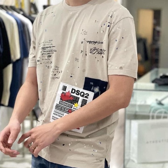 Áo T-shirt Dsquared họa tiết rách lỗ LA