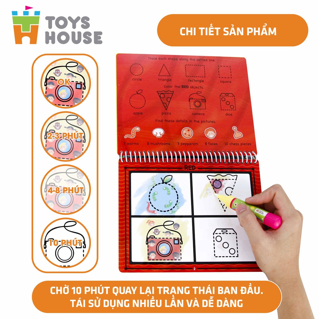 Sách tô màu ma thuật kèm bút nước Toyshouse- đồ chơi giáo dục sớm Montessori  dành cho bé từ 3 tuổi đến 5 tuổi