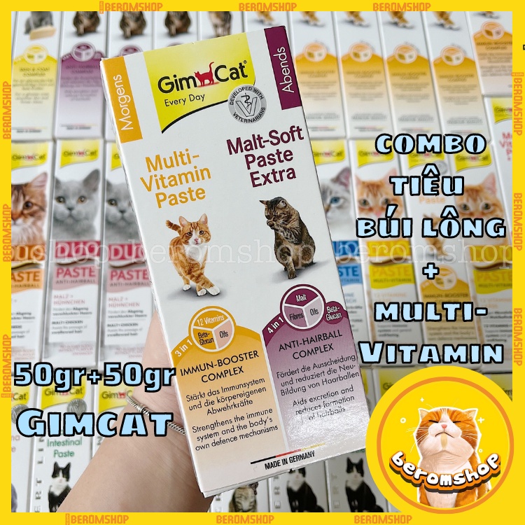 COMBO GEL DINH DƯỠNG VÀ GEL TIÊU BÚI LÔNG GIMCAT CHO MÈO