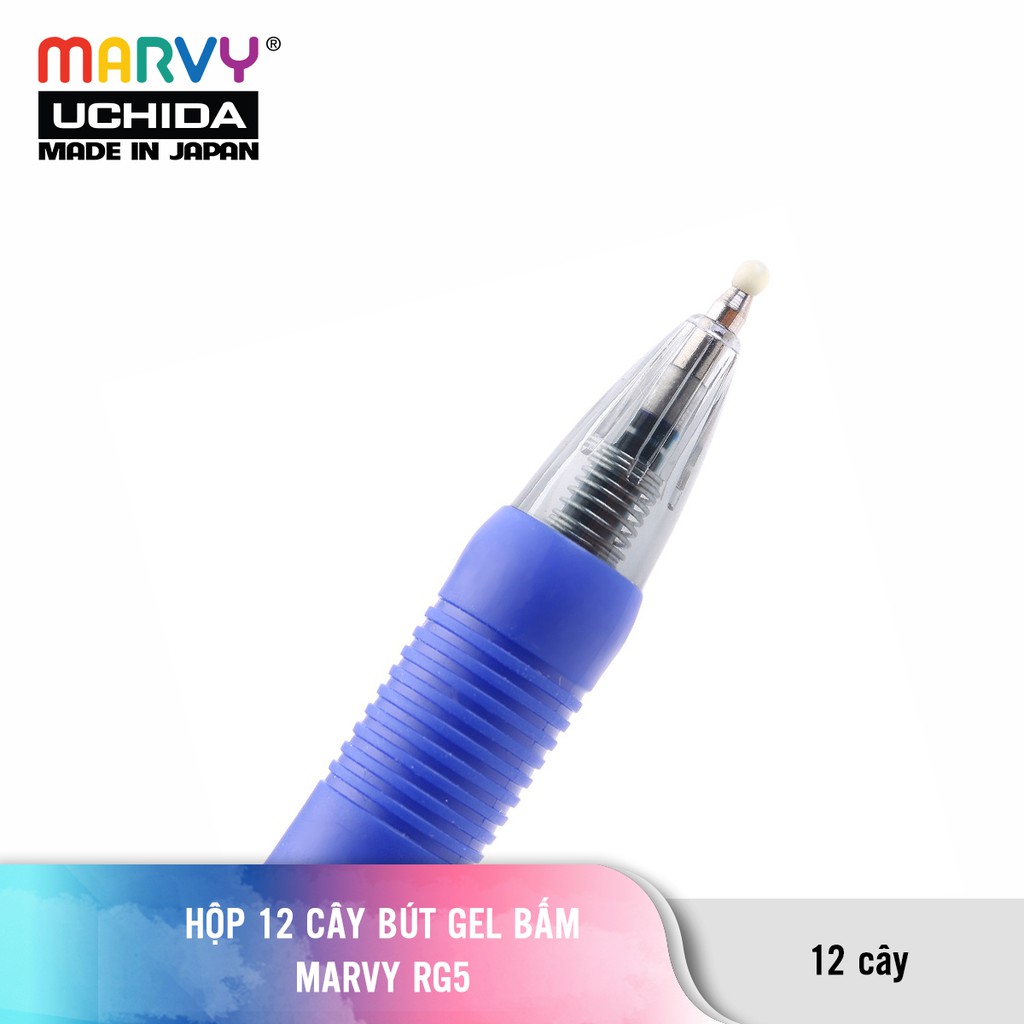 Hộp 12 cây Bút gel bấm Marvy Uchida RG5 ngòi 0.5mm