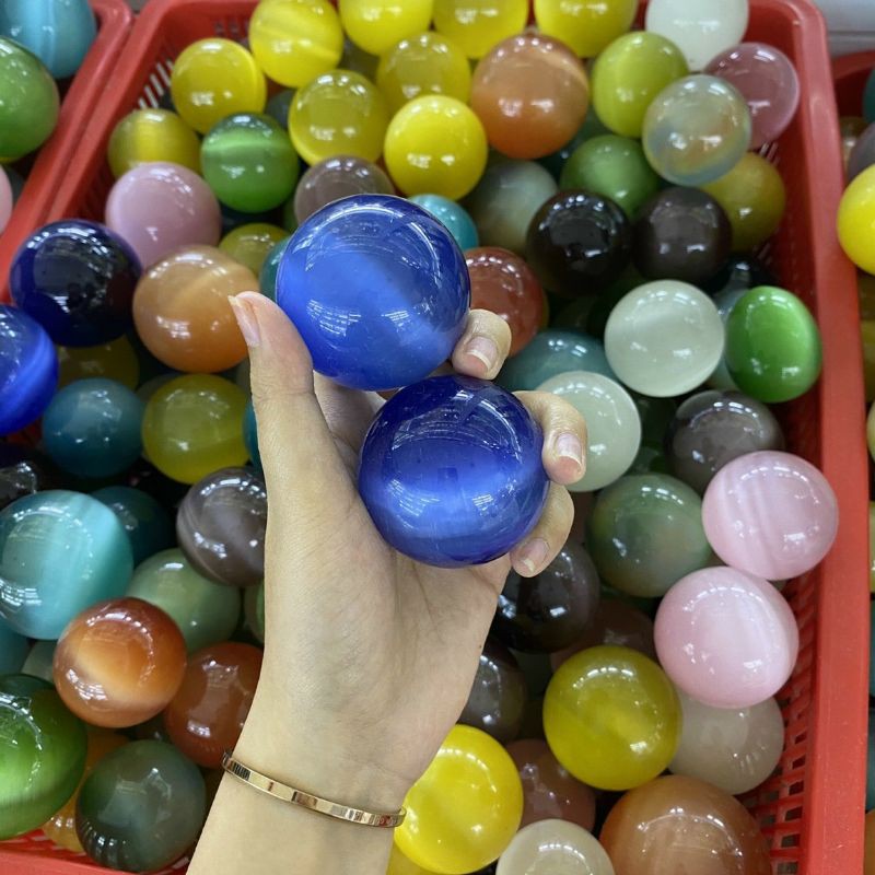 Cặp bi lăn tay đá mắt mèo 5cm