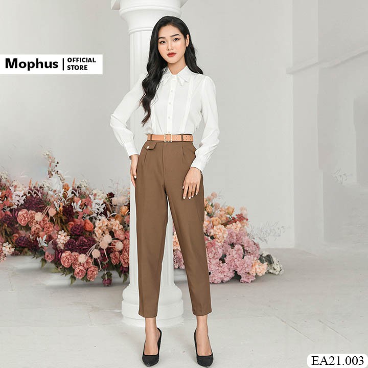 Áo sơ mi trắng nữ tay dài, áo sơ mi công sở cao cấp Mophus EA21003 | BigBuy360 - bigbuy360.vn