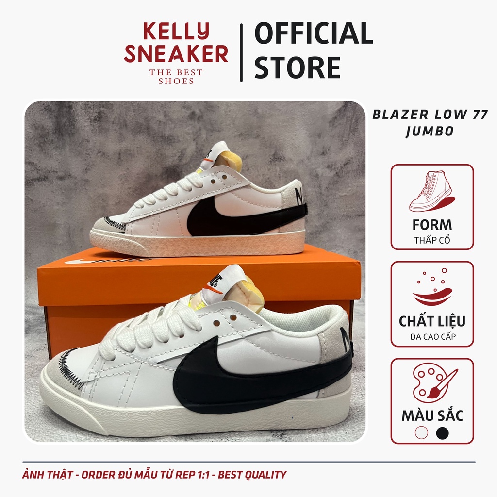 Giày Thể Thao Sneaker Blazer Low Jumbo "White Black" - Bản Tiểu Chuẩn
