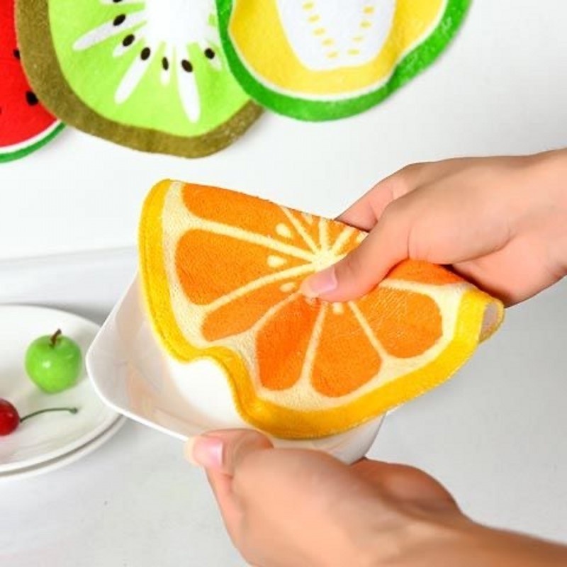 Khăn lau hình trái cây hoạt hình dễ thương dùng để lau tay/mặt/chén dĩa dùng trong nhà bếp và phòng tắm