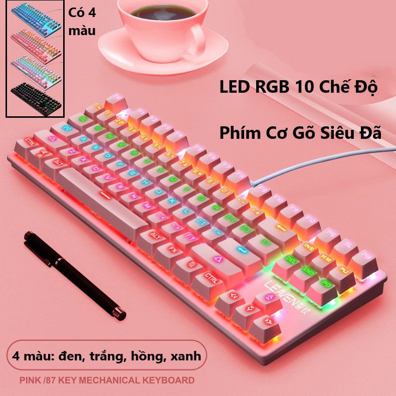 Bàn phím cơ K7/Cảm ứng mềm/Bàn phím cá nhân hóa/Cảm ứng mềm/10 đèn LED/Dành cho máy tính để bàn chơi game văn phòng