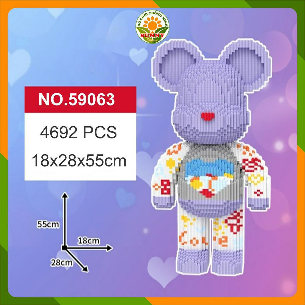 Đồ chơi lắp ghép Gấu Bearbrick Love dễ thươg - Mô hình lắp ghép 3D Gấu Bearbrick - Cao 55cm - 4600+pcs - Sunny