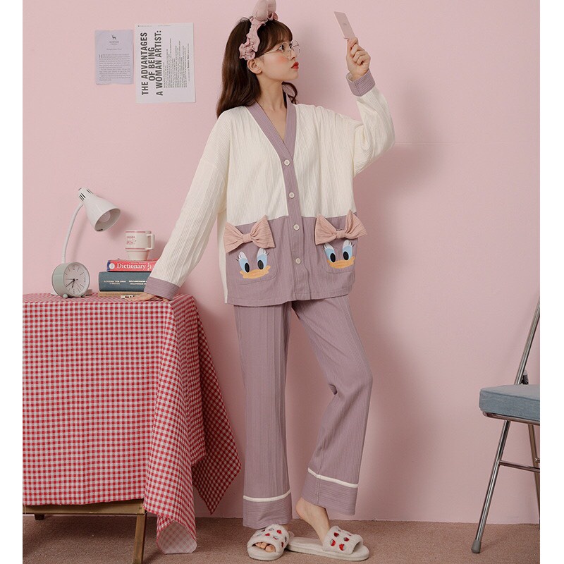 Bộ Pyjama nữ đũi cao cấp Quảng Châu Vịt xanh, Vịt Hồng KMH02 | BigBuy360 - bigbuy360.vn