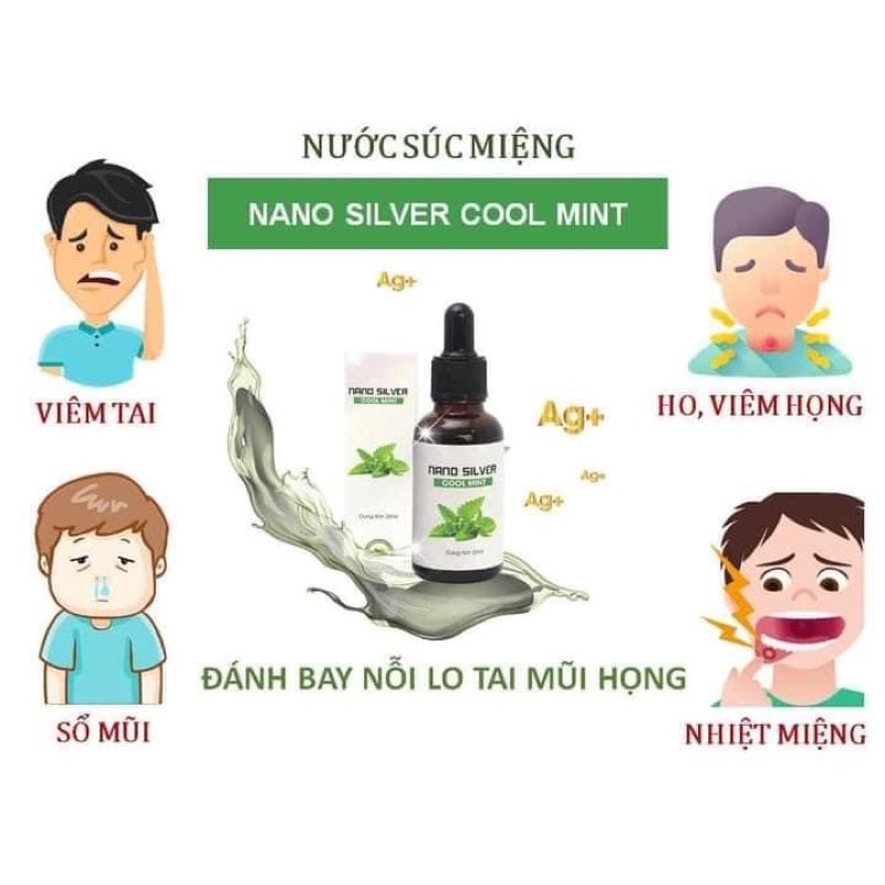 [Chính hãng] Nano bạc làm sạch ❤Tai Mũi Họng❤️Nano Silver Cool Mint 30ml, Mua 2 chai tặng 1 lọ xịt