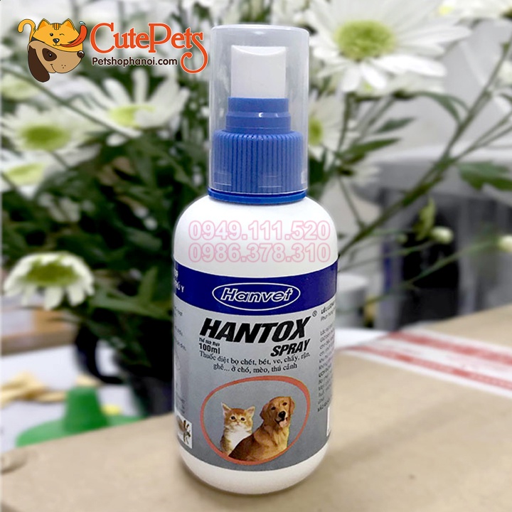 Xịt diệt ve ghẻ bọ chét cho chó mèo hantox 100ml - phụ kiện chó mèo Hà Nội