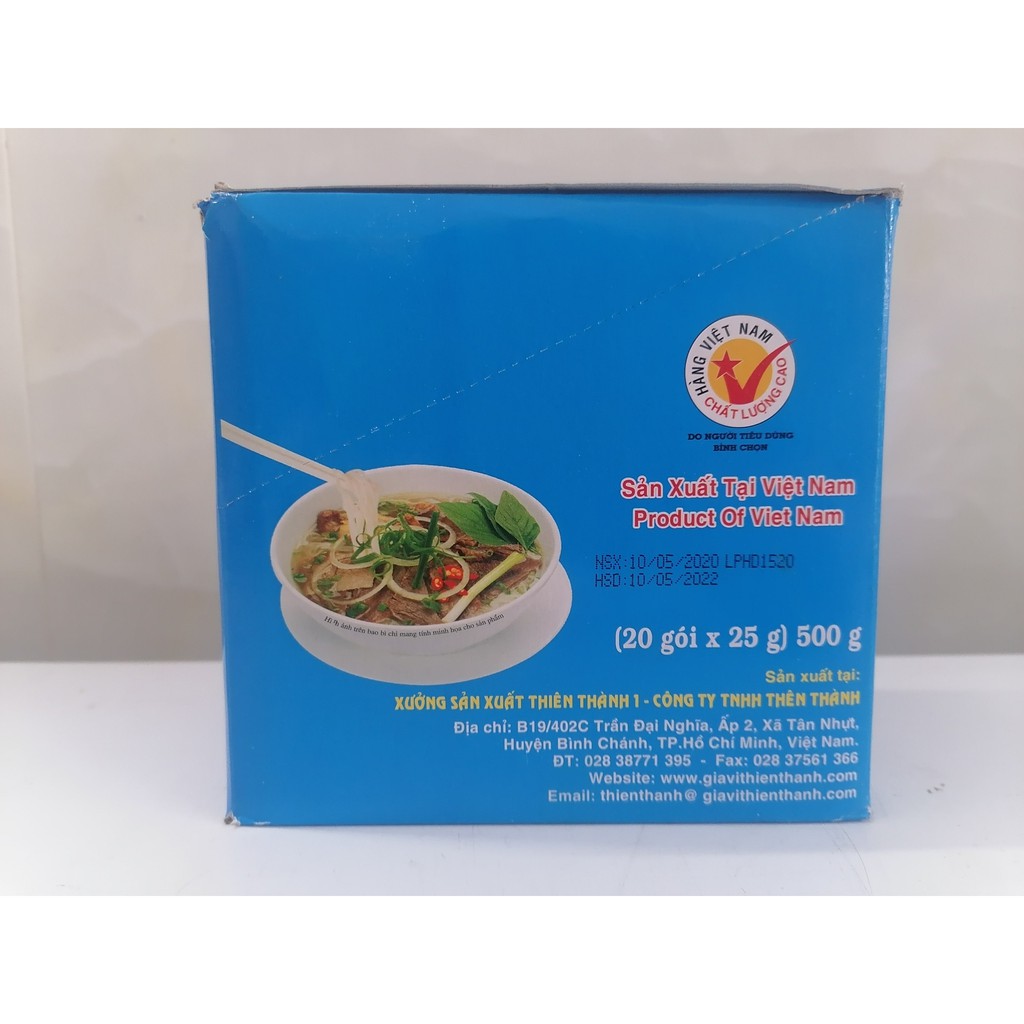 [Hộp 20 gói x 25g] Bột gia vị nấu phở [VN] THIÊN THÀNH Noodles Served with Beef Spices (halal) (bph-hk5)