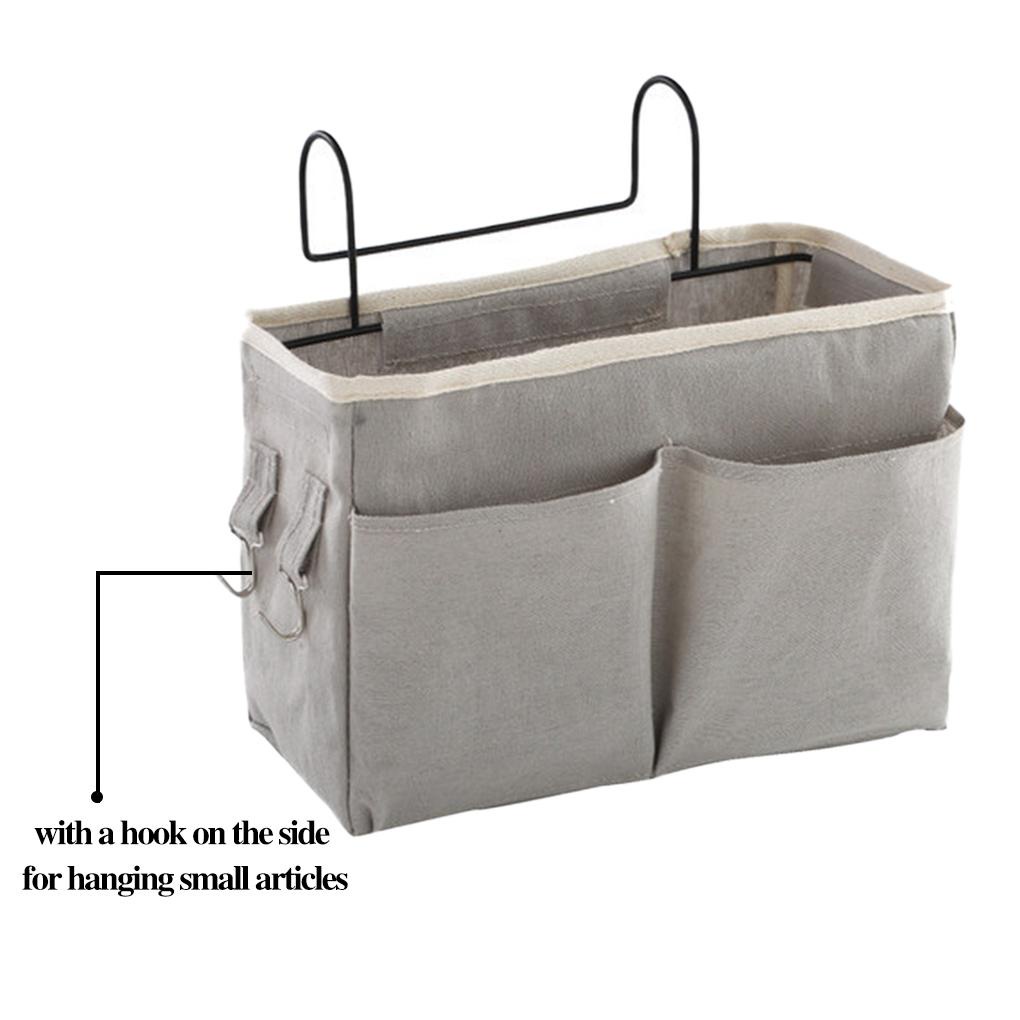 1 Giỏ Đựng Đồ Treo Cạnh Giường Bằng Cotton Lanh Sắp Xếp Gọn Gàng Cho Phòng Ngủ