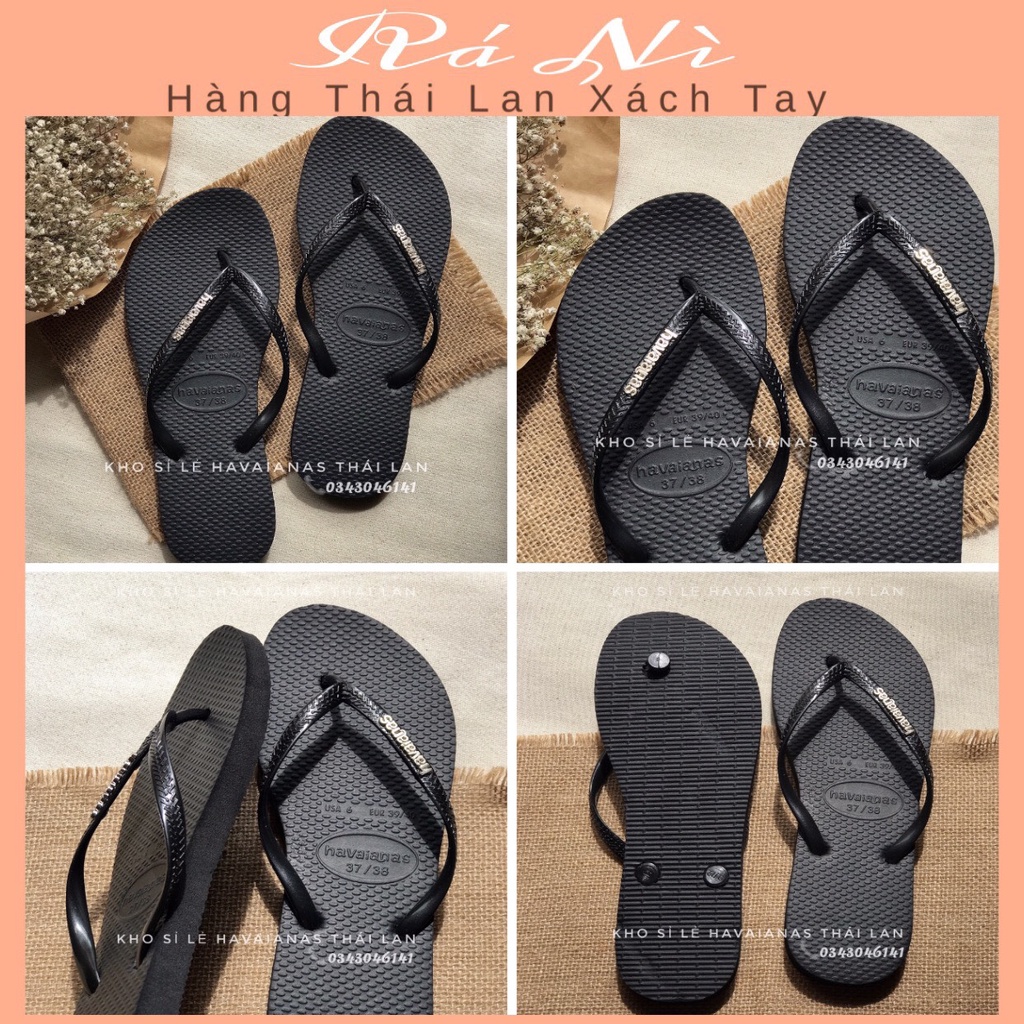 Dép Havaianas Nữ Đen Tag Sắc Chuẩn Thái Lan Siêu Bền