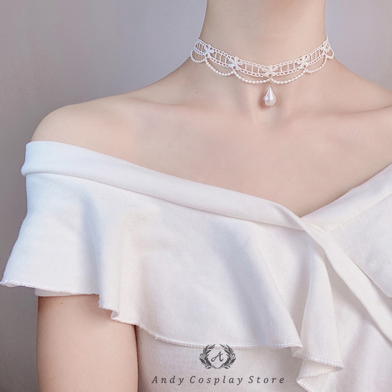 [CÓ SẴN] Choker ren trắng