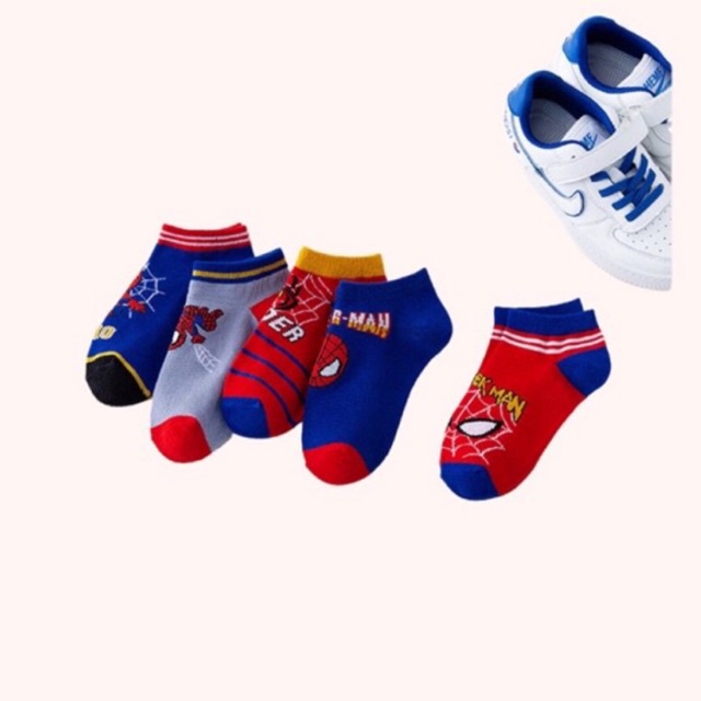 Set 5 Đôi Tất Siêu Nhân Người Nhện Cổ Ngắn Bé Trai 1- 8 tuổi - T5