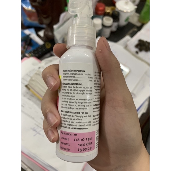 Micona Spray viêm nang lông, nấm da cho chó mèo chai 100ml