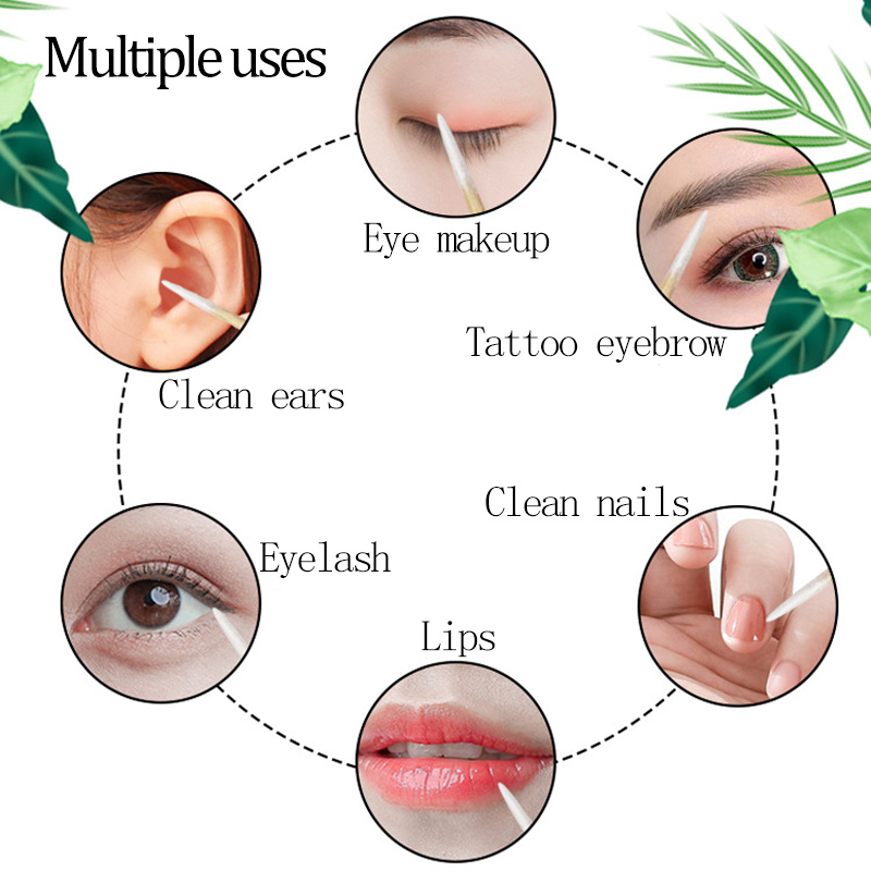 Bộ 100 Tăm Bông Đầu Nhọn Nhỏ Gọn Dùng Vệ Sinh Tai / Kẻ Mắt Trang Điểm Đa Năng Tiện Lợi