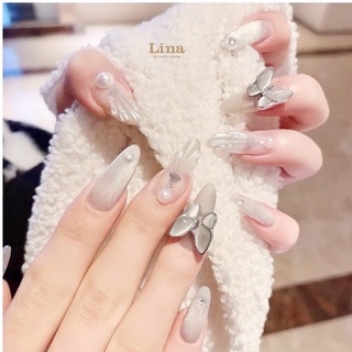 Nailbox nuna móng úp thiết kế móng tay mắt mèo sò nổi tông xám