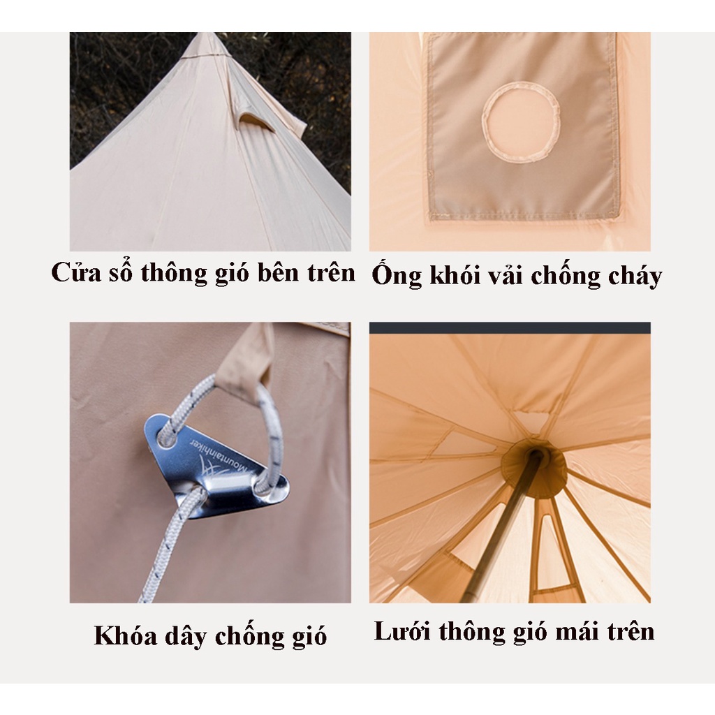 Lều Cắm Trại Mông Cổ Dã Ngoại Du Lịch Kích Thước 3M, 4M Dành Cho 4-8 Người - Doanh Trại Mông Cổ