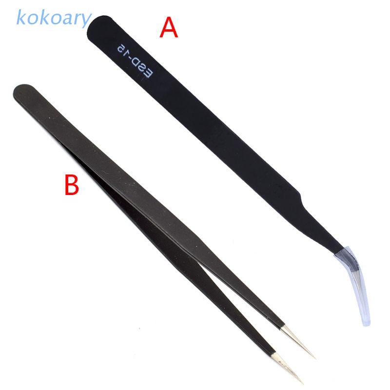 Nhíp bằng thép carbon màu đen độ chính xác cao Esd-15 / Esd-14 đầu cong / thẳng chuyên dụng