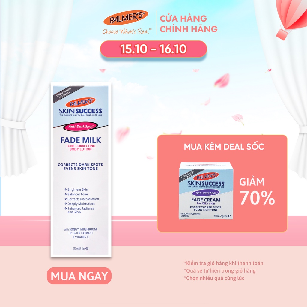 Sữa dưỡng thể trắng sáng da, làm mờ thâm nám, tàn nhang Palmer's 250 ml