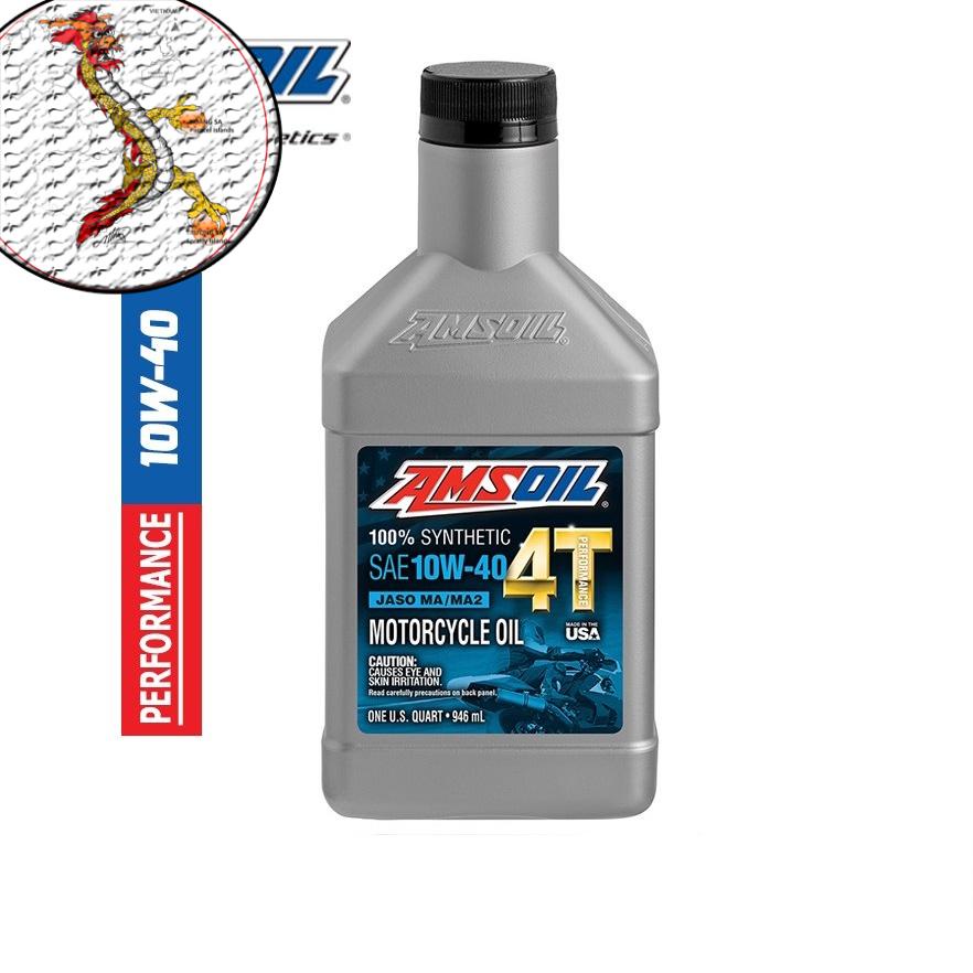 Nhớt Amsoil  4T 10W-40 946ml 100% tổng hợp, nhớt Amsoil 4T 10W40 chai 946ml Made in USA