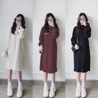 Váy len tay phồng