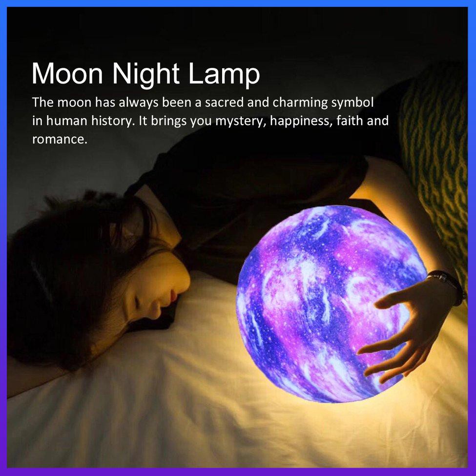 3D Print Galxy Moon Lamp 16 Colors Change Starry Sky Night Lamp Night Light