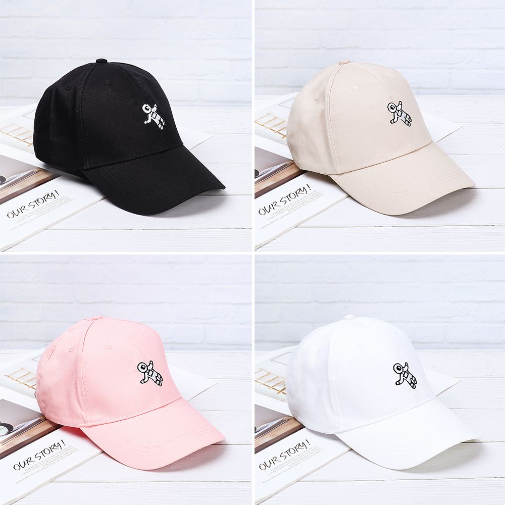 Mũ Lưỡi Trai Cotton Màu Trơn Thêu Hình Phi Hành Gia Thời Trang Cho Nam Nữ