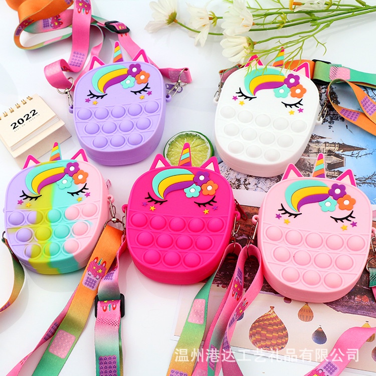 Túi popit mini ngựa 1 sừng đeo chéo kèm dây cho bé gái đáng yêu cho bé đi chơi, du lịch tiện lợi E1131