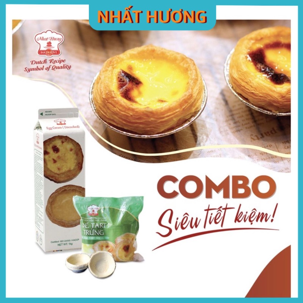 Set đế vỏ bánh trứng tart và Kem Trứng Nhất Hương-Có Chén Nhôm- Không Đổi Trả