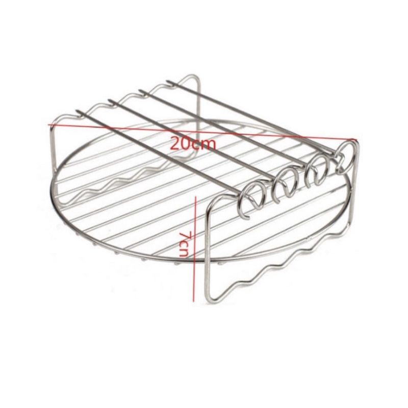 Vỉ nướng 2 tầng inox 304, kèm que xiên thịt