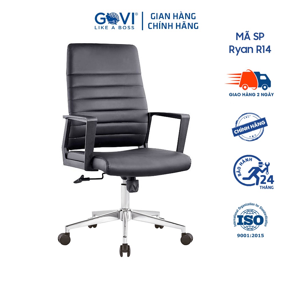 Ghế xoay văn phòng công thái học GOVI Ryan R14 lưng da - Tựa đầu và không tựa đầu