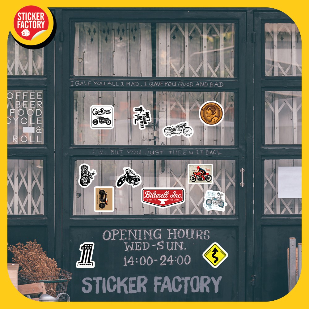 Cafe Racer - hộp set 100 sticker decal hình dán nón bảo hiểm , laptop, xe máy, ô tô - STICKER FACTORY