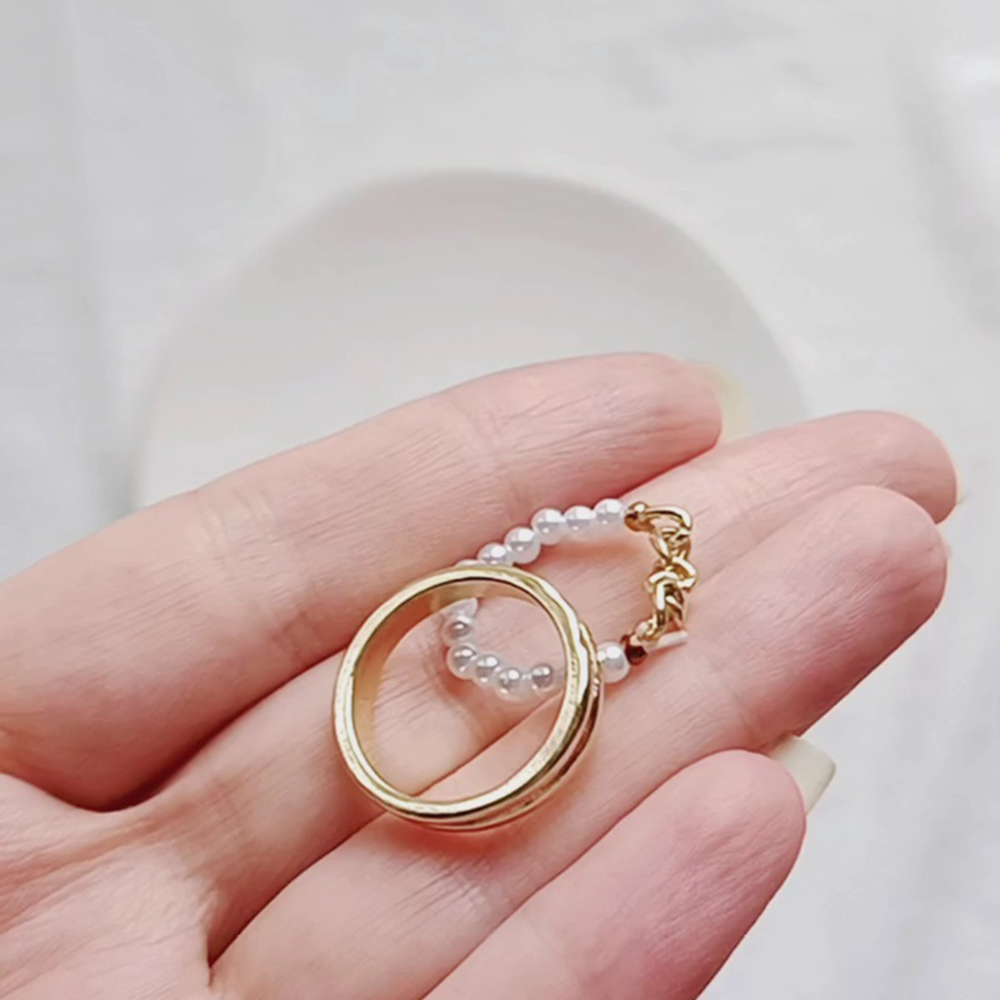 Set 2 nhẫn nữ đính ngọc trai giả thời trang