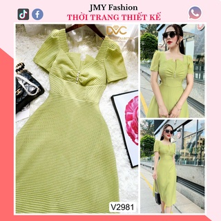 V2981 Váy xanh bơ [kèm ảnh sàn và video] váy cổ vuông dáng A dài nữ tính - (DVC&ACC) Dolce viva colection