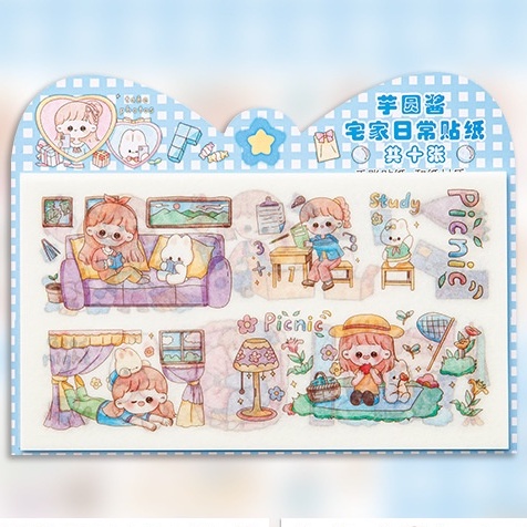 Miếng Dán Trang Trí Sổ Tay Bỏ Túi Hình Cô Gái Nhật Bản Dễ Thương