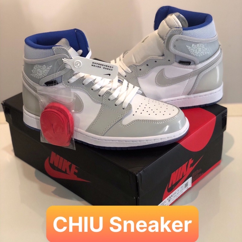 [ CHIU Sneaker 1 ] Giày Jordan 1 high Zoom trắng xanh - Phiên bản siêu cấp da bò thật