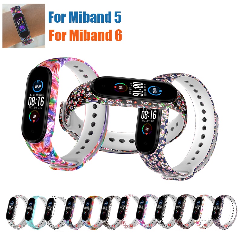 Dây Đeo Silicon Màu Rằn Ri Dành Cho Đồng Hồ Thông Minh Xiaomi Mi Band 5 Miband 5 6