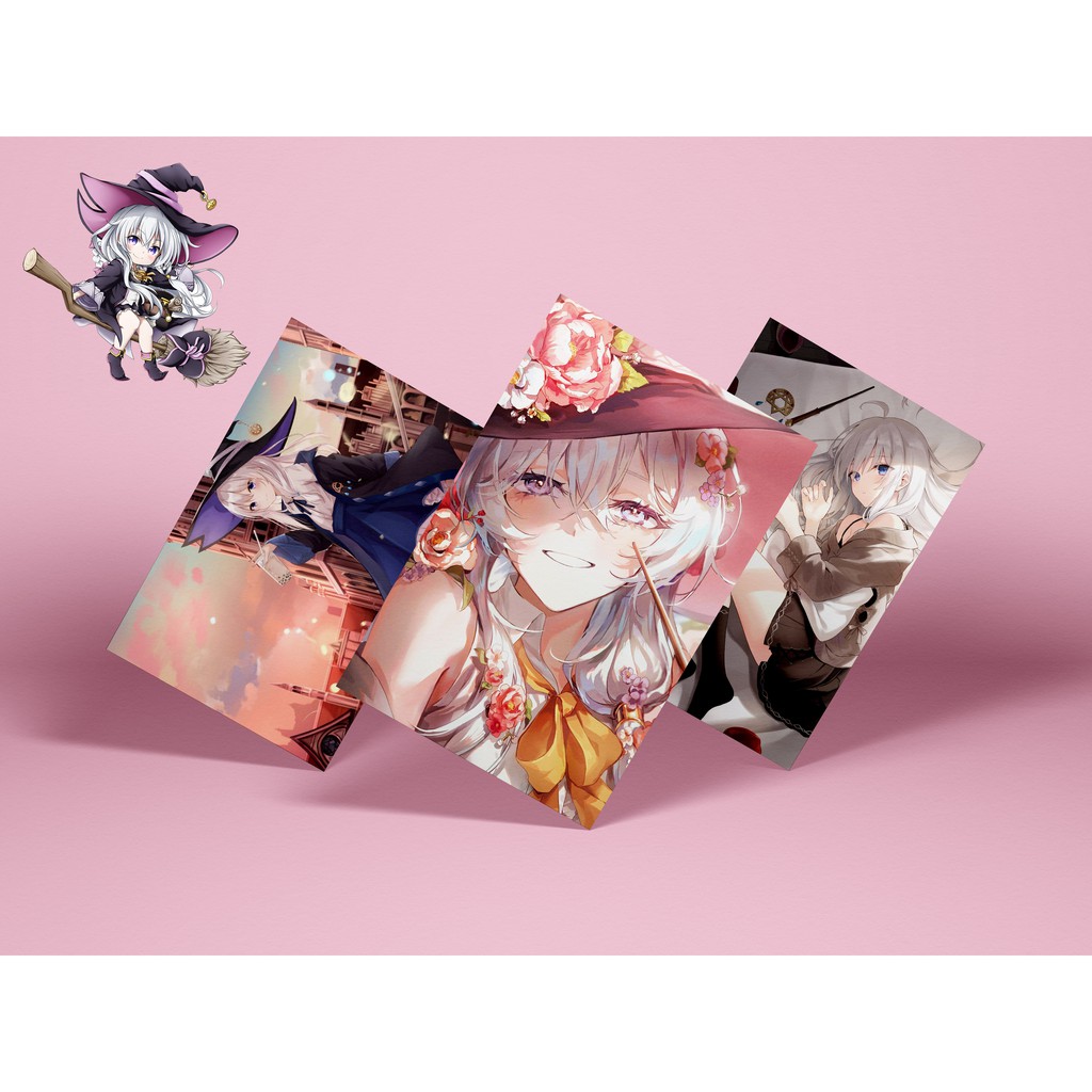 Tấm Postcard cao cấp giấy 260gsm HÀNH TRÌNH CỦA ELAINA A5 anime chibi ảnh đẹp nhiều mẫu