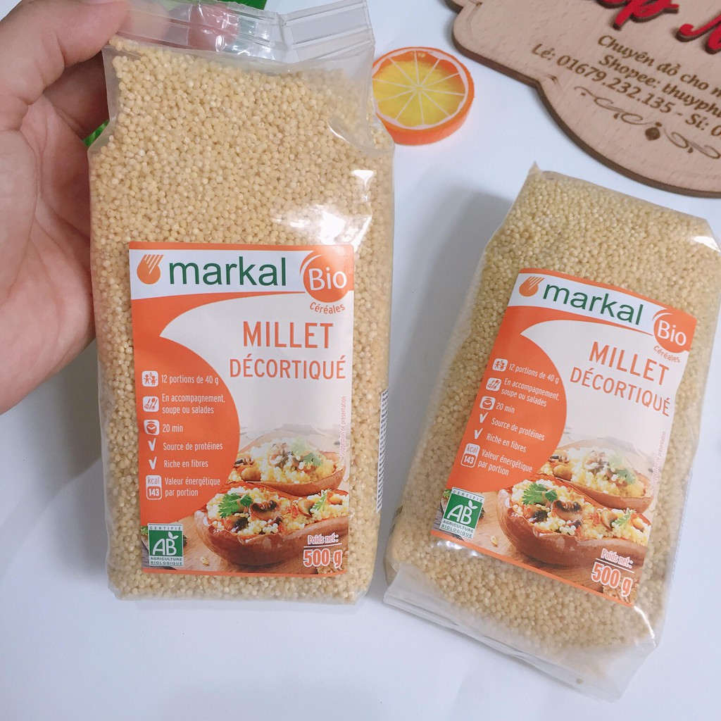 Hạt kê hữu cơ đã bóc vỏ Markal 500g ( HSD : 2023)