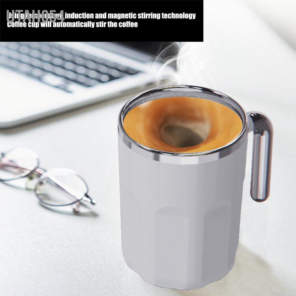 Utah054 Cốc cà phê tự khuấy 360ml Sự khác biệt nhiệt độ Tự động cốc bằng thép không gỉ có nắp